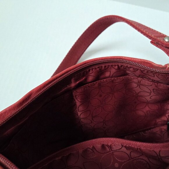 Fossil Purse Red Leather Hobo Boho Shoulder Bag - Picture 9 of 16